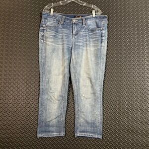 Seven7 Blue Light‎ Wash Mid Rise Cropped Capri Denim Skinny Women's Size 8